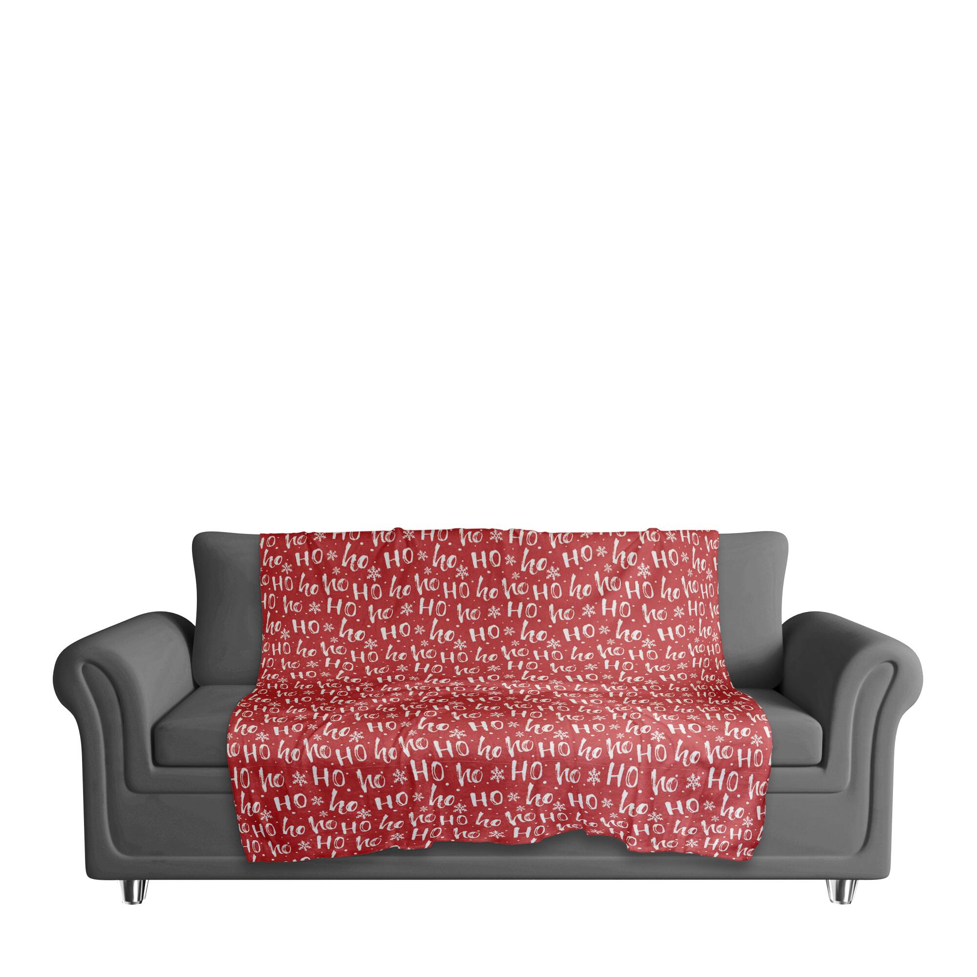 Ho Ho Ho Pattern Sherpa Fleece Blanket